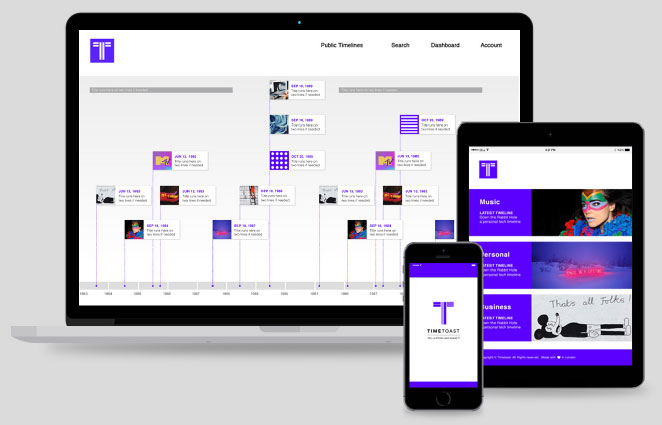 Timeline maker that works on desktop, mobile and tablet devices.