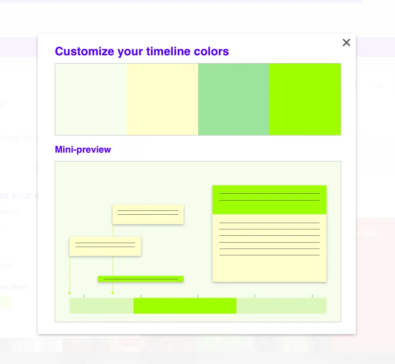 Embedded timeline color customizer